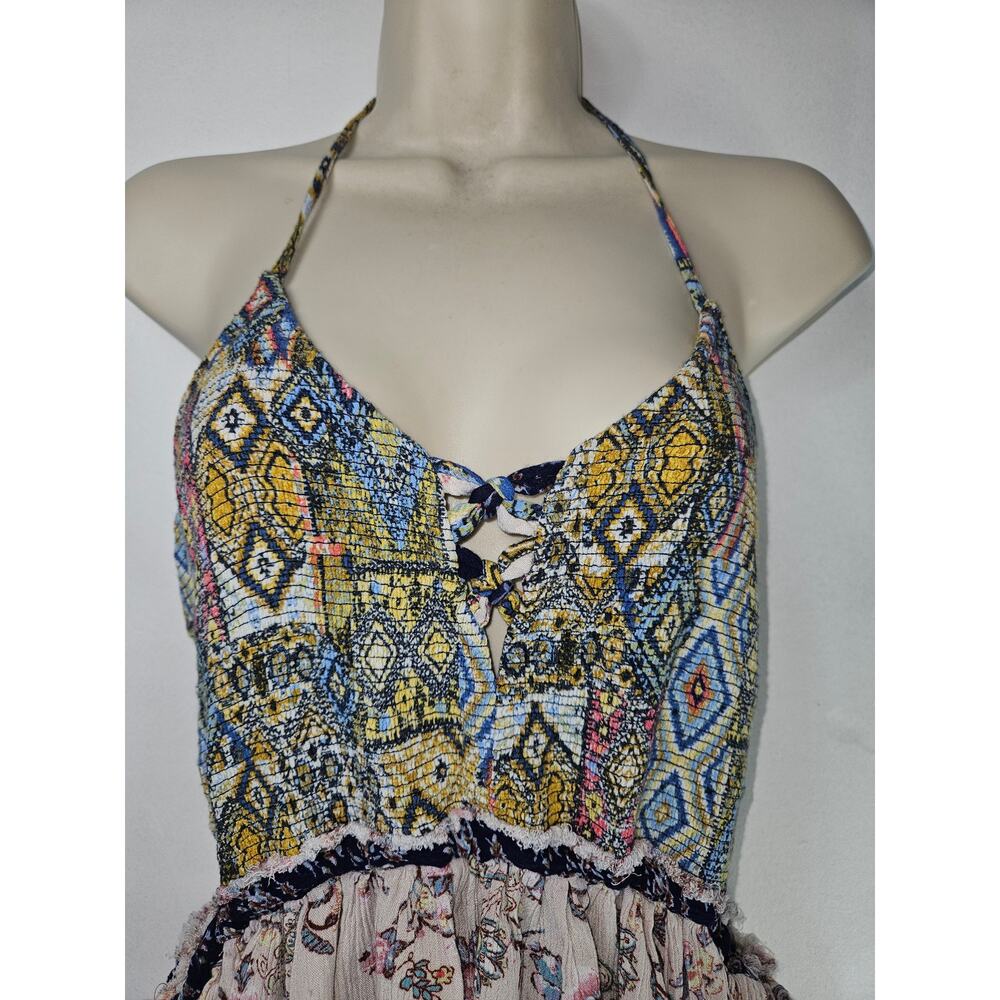 Gimmicks SZ S Bohemian tired peekaboo tank feminine floral mini dress - Picture 3 of 10